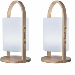 Lumisky - Lot de 2 Lanternes sans fil led woody Bois Bois H37CM