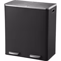 Poubelle de cuisine à pédale tri sélectif rectangulaire avec seau Capacité 60L (2 compartiments de 30L) modèle MAJOR en acier ...