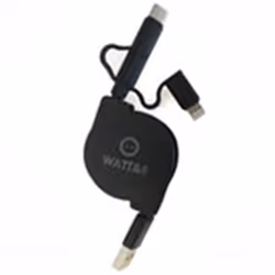 Watt&Co CA-USB-MLC-CT - Câble USB 2.0 rétractable vers Micro USB USB-C et Lightning adaptateur audio - video