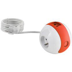 Multiprise Multimédia WATTBALL 2P 16A + 1P 6A + USB 2,1A - Rouge - Watt&Co