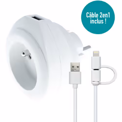 Watt&co - Prise Bewatt avec chargeur usb - blanc - Watt&Co