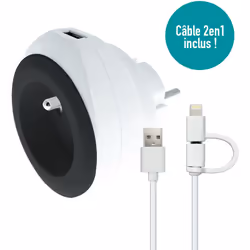 Watt&co - Prise Bewatt avec chargeur usb - noir - Watt&Co