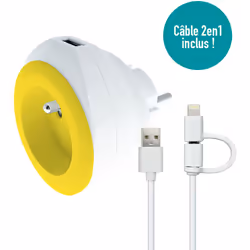 Watt&co - Prise Bewatt avec chargeur usb - jaune - Watt&Co