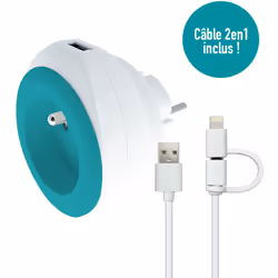 Watt&co - Prise Bewatt avec chargeur usb - turquoise - Watt&Co