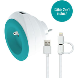 Watt&co - Prise Bewatt avec chargeur usb - turquoise - Watt&Co