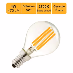 Ampoule LED filament E14 globe 4W (equiv. 40W) 470Lm 2700K