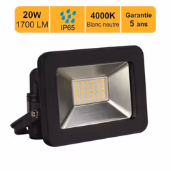 Projecteur LED 20W 1700 LM 4000K IP65 connexion en direct - garantie 5 ans