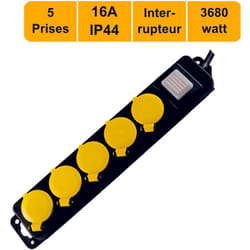 Arcotec - Bloc multiprises 5 prises 16A IP44 + inter 2P+T - garantie 2 ans