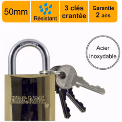 Cadenas en acier inoxydable – 50 mm Ce cadenas robuste en acier inoxydable est conçu pour assurer une protection fiable de vo ...