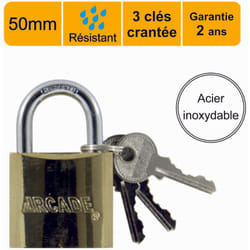 Cadenas 50 mm en acier inoxydable - garantie 2 ans