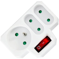Arcotec - Fiche triplite 1x16A + 2x6A avec interrupteur - garantie 2 ans