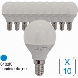 Jamais utilisé] Lot de 10 ampoules led E14 sphérique 4,9W 470Lm 6400K - garantie 2 ans