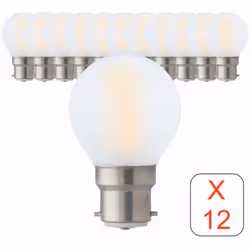 Lot de 12 ampoulesLED filament sphérique B22 4W (equiv. 40W) 470Lm 2700K Description du produit : Des ampoules de haute quali ...