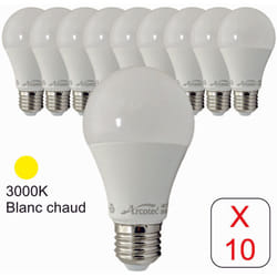 Jamais utilisé] Lot de 10 ampoules led E27 standard 8,8W 806Lm 3000K - garantie 2 ans