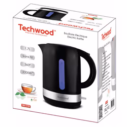 Techwood TB-1776 bouilloire 1,7 L 2200 W Noir, Argent