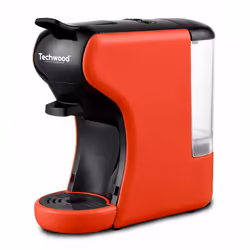 Techwood TCA-195N, Cafetière à dosette, 0,6 L, Capsule de café, 1450 W, Noir, Rouge