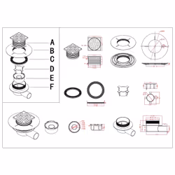 Aurlane - Bonde à sortie horizontale pour receveur à carreler rainy et high rainy - Grille Inox Chrome