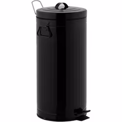 Poubelle de cuisine à pédale ronde avec seau Capacité 30L modèle BROOKLYN en acier Inoxydable Couleur Black Dimension: Ø30xH6 ...