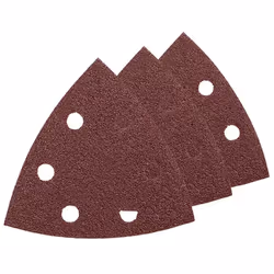 Lot de 3 triangles papiers de verre pour ponceuse. Grain 80. Dimensions : 93 x 93 x 93 cm