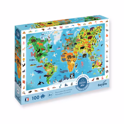 SentoSphère PUZZLE 100 pièces - Cherche et trouve - Planisphère des Animaux - Vue supplémentaire 2