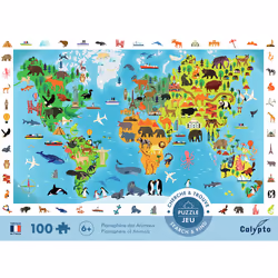 SentoSphère PUZZLE 100 pièces - Cherche et trouve - Planisphère des Animaux - Vue supplémentaire 3