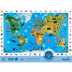 SentoSphère PUZZLE 100 pièces - Cherche et trouve - Planisphère des Animaux - Vue supplémentaire 4