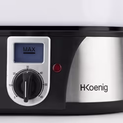 H.Koenig VAP12 cuiseur vapeur 3 Nombre de paniers Comptoir 1000 W Noir, Acier inoxydable