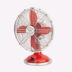 H.Koenig JOE50, Ventilateur à lame domestique, Rouge, Acier inoxydable, Table, Métal, 47 dB, 25 cm