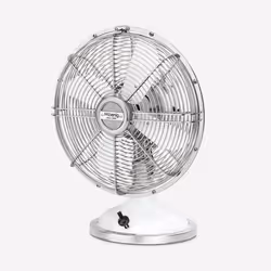 H.Koenig JOE50, Ventilateur à lame domestique, Acier inoxydable, Blanc, Table, Métal, 47 dB, 25 cm