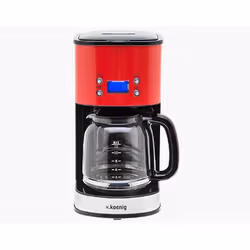 H.Koenig MG30, Machine à café filtre, 1,5 L, 1000 W, Noir, Rouge, Acier inoxydable