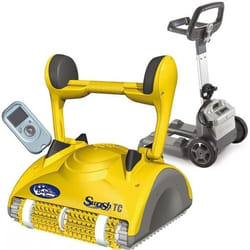 Dolphin - robot electrique de piscine fond, parois et ligne d'eau avec télécommande et chariot - swash tc