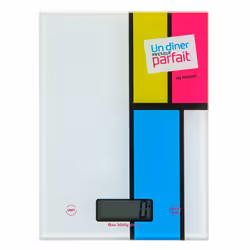 Harper UD001, Balance de ménage électronique, 5 kg, 1 g, Bleu, Rouge, Blanc, Jaune, Verre, Rectangle