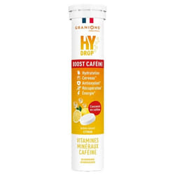 Granions HyDrop Vitamines Minéraux Boost Caféine 20 Comprimés Effervescents - Goût : Citron