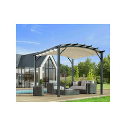 Habrita Foresta Pergola arche structure mixte aluminium/acier gris anthracite 11,22 m2 toiture écru 140 gr/m2 - PER3433GE