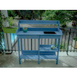 Table multiusages lasurée TAB1105 bleue