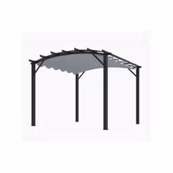 Habrita Foresta - Pergola arche structure mixte aluminium/acier gris anthracite 11,22 m2 toiture gris 280 gr/m2 - PER3433GN L ...