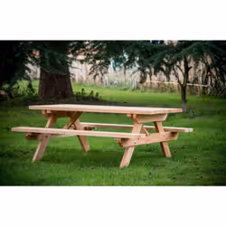 Habrita - Table forestière MUNICH en douglas 190cm 6 personnes Ep. 45mm - SJ-TFD7 Table forestière en douglas avec 2 bancs in ...
