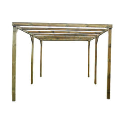 Carport autoclavé Habrita CAR3051A2 surface 15m2 économique toit plat avec couverture pvc