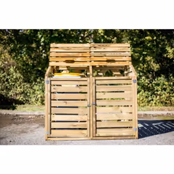 Apportez une touche d’esthétisme et de discrétion à votre extérieur avec ce cache-poubelle en bois autoclave double. Conçu po ...