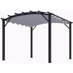 Habrita Foresta - Pergola arche structure mixte aluminium/acier gris anthracite 11,22 m2 toiture gris 140 gr/m2 - PER3433GG L ...