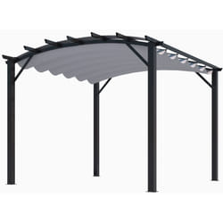 Habrita Foresta Pergola arche structure mixte aluminium/acier gris anthracite 11,22 m2 toiture gris 140 gr/m2 - PER3433GG