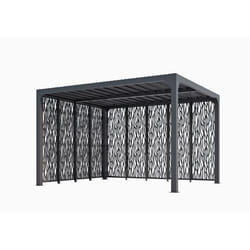 HABRITA Pergola bioclimatique en Aluminium - Avec panneaux moucharabieh - Gris