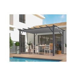 Habrita Foresta Pergola en aluminium gris anthracite 100x100 mm ép.1,2 mm toiture gris 140 gr/m2 - PER4030GG