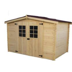 HABRITA - Abri de jardin en bois Madriers - 5 m² - Bois massif avec grande façade