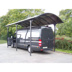 Habrita Carport aluminium pour camionnette, camping-car, caravane et bateau - 27,51 m² - Gris anthracite - Toit polycarbonate translucide foncé