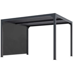 HABRITA Pergola bioclimatique en Aluminium - Avec rideau manuel - Gris - Pour côté 3 m