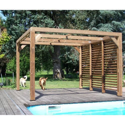 HABRITA Pergola en sapin traité très haute température à 215°C - Fermeture paroi latérale - 341 x 313 cm