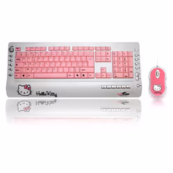 Bluestork Kitty Pack, Avec fil, USB, Rose, Souris incluse