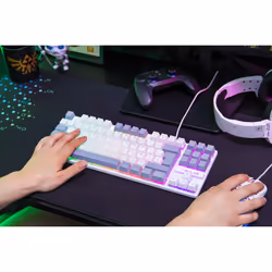 The G-Lab KEYZ-CAE-TKL-WG/FR clavier Jouer USB AZERTY Français Gris, Blanc
