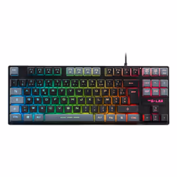 The G-Lab Keyz Caesium, Avec fil, USB, Clavier à membrane, AZERTY, LED RGB, Noir, Gris